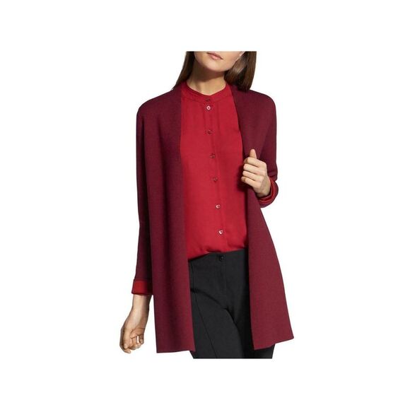 BASLER Womens Burgundy Long Sleeve Open Cardigan Sweater Size: 12
